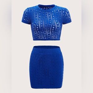 NEW! Open Knit Print Tee & Skirt